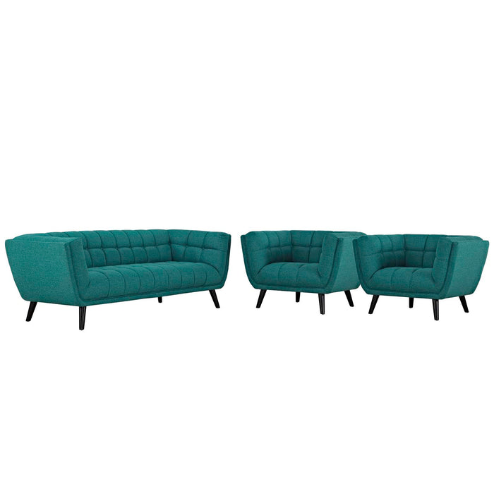 Bestow 3 Piece Upholstered Fabric Sofa and Armchair Set