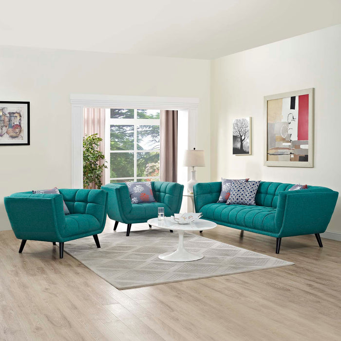 Bestow 3 Piece Upholstered Fabric Sofa and Armchair Set