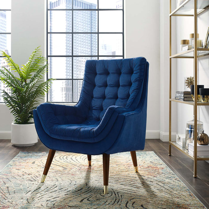 Suggest Button Tufted Performance Velvet Lounge Chair