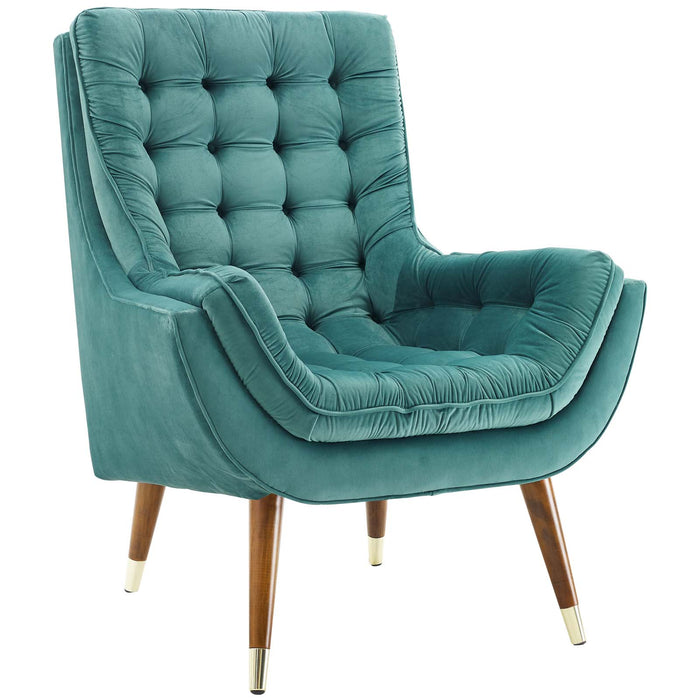 Suggest Button Tufted Performance Velvet Lounge Chair