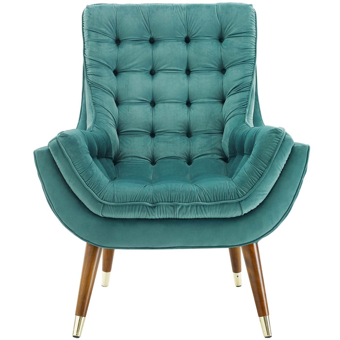 Suggest Button Tufted Performance Velvet Lounge Chair