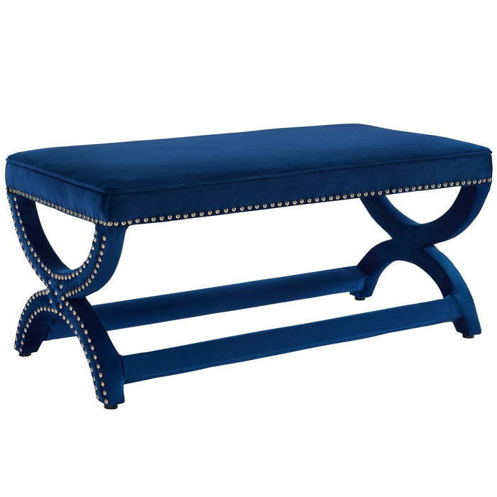 Expound Upholstered Nailhead Trim Performance Velvet Bench