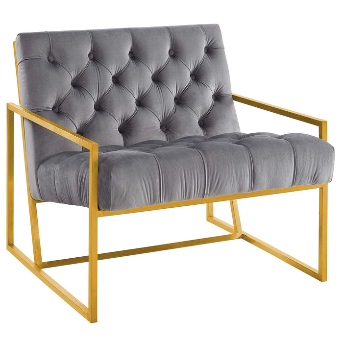 Bequest Gold Stainless Steel Performance Velvet Accent Chair