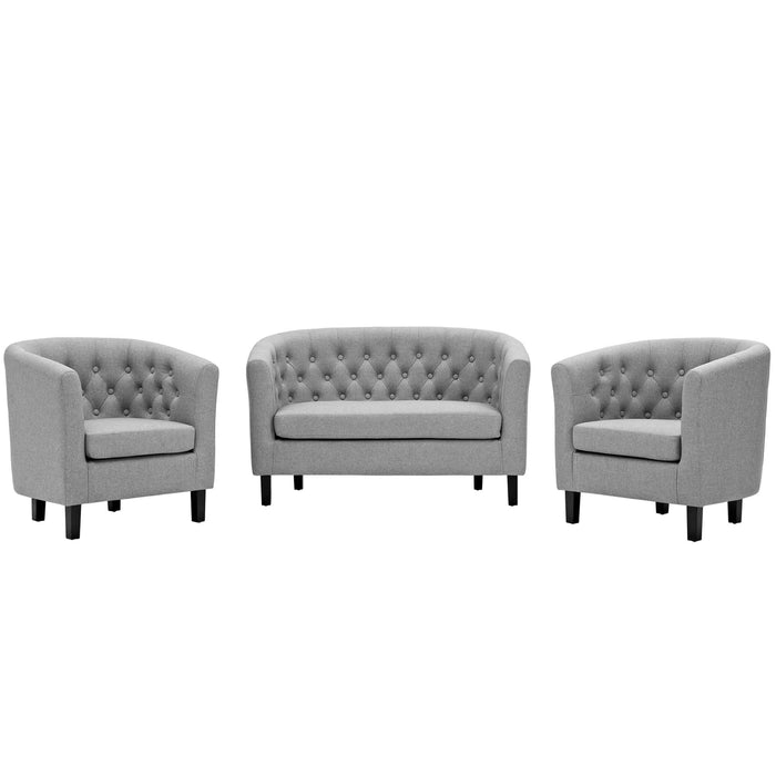 Prospect 3 Piece Upholstered Fabric Loveseat and Armchair Set