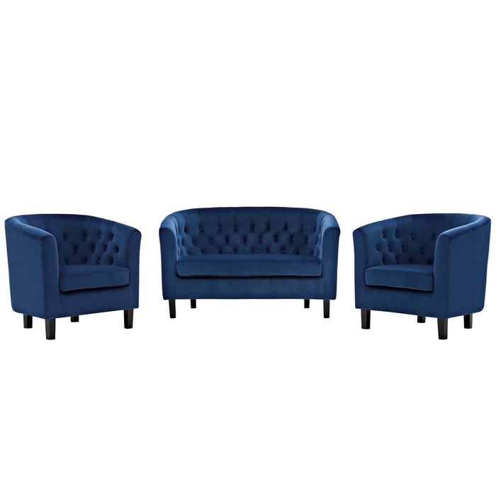 Prospect 3 Piece Performance Velvet Loveseat and Armchair Set