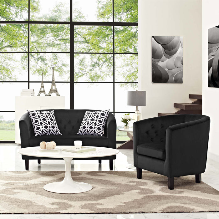 Prospect 2 Piece Performance Velvet Loveseat and Armchair Set