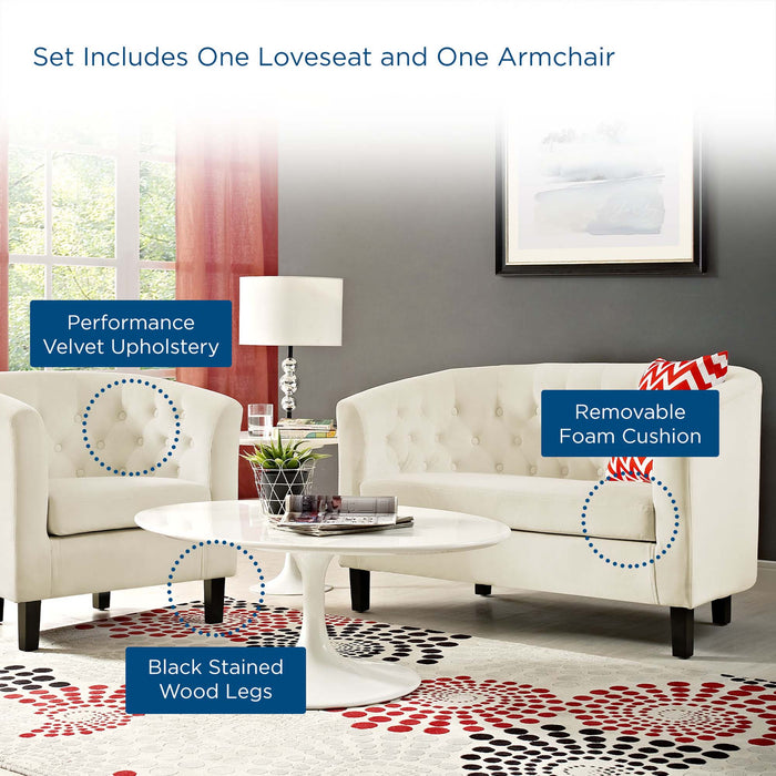 Prospect 2 Piece Performance Velvet Loveseat and Armchair Set