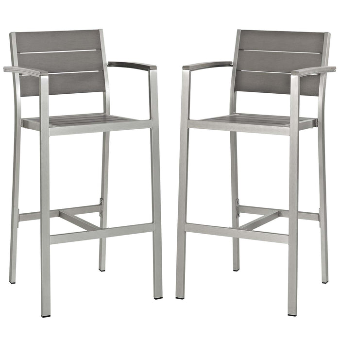 Shore Bar Stool Outdoor Patio Aluminum Set of 2