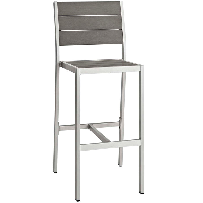 Shore Armless Bar Stool Outdoor Patio Aluminum Set of 2