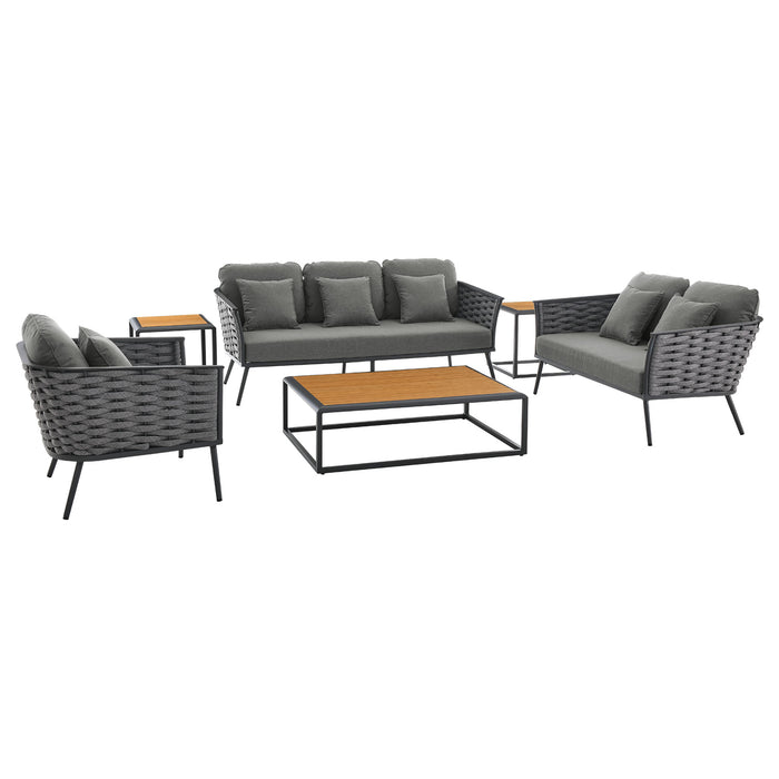 Stance 6 Piece Outdoor Patio Aluminum Sectional Sofa Set