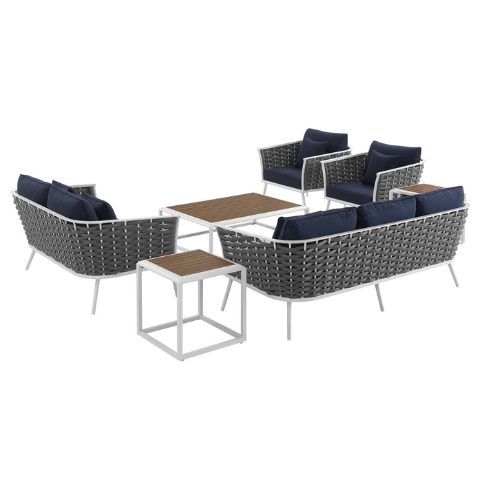 Stance 7 Piece Outdoor Patio Aluminum Sectional Sofa Set