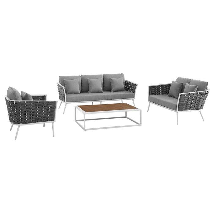 Stance 4 Piece Outdoor Patio Aluminum Sectional Sofa Set