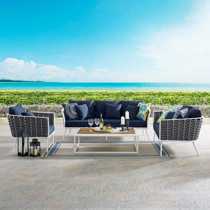 Stance 4 Piece Outdoor Patio Aluminum Sectional Sofa Set