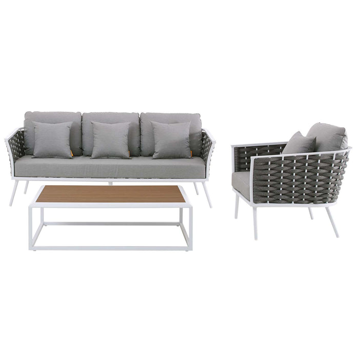 Stance 3 Piece Outdoor Patio Aluminum Sectional Sofa Set