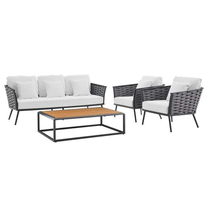 Stance 4 Piece Outdoor Patio Aluminum Sectional Sofa Set