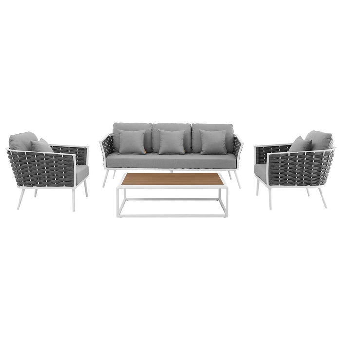 Stance 4 Piece Outdoor Patio Aluminum Sectional Sofa Set