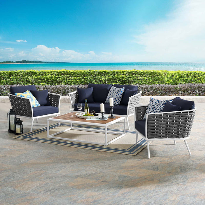 Stance 4 Piece Outdoor Patio Aluminum Sectional Sofa Set