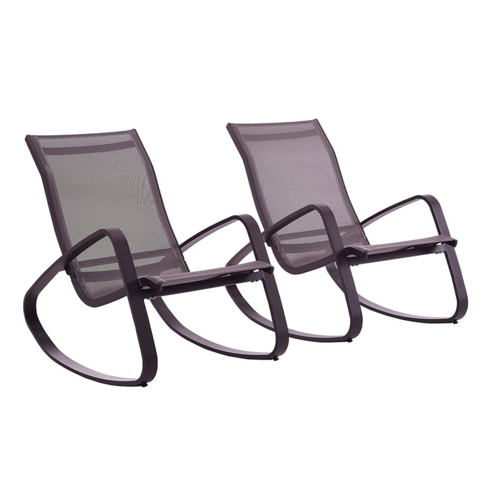 Traveler Rocking Lounge Chair Outdoor Patio Mesh Sling Set of 2