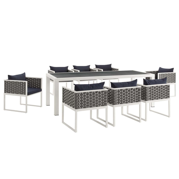 Stance 9 Piece Outdoor Patio Aluminum Dining Set