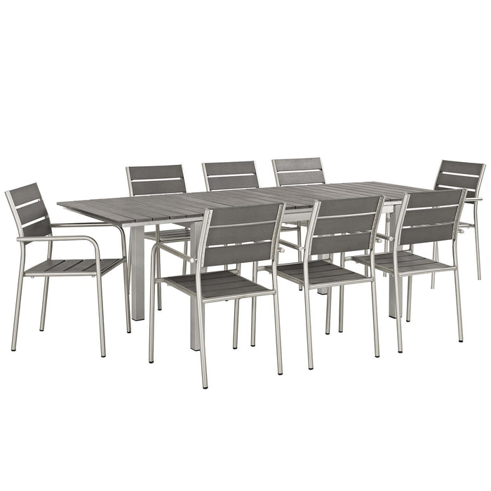 Shore 9 Piece Outdoor Patio Aluminum Dining Set