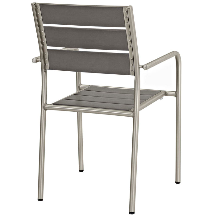 Shore Outdoor Patio Aluminum Dining Rounded Armchair Set of 2