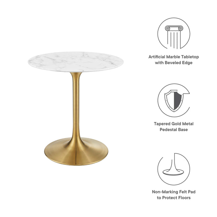 Lippa 28" Round Artificial Marble Dining Table