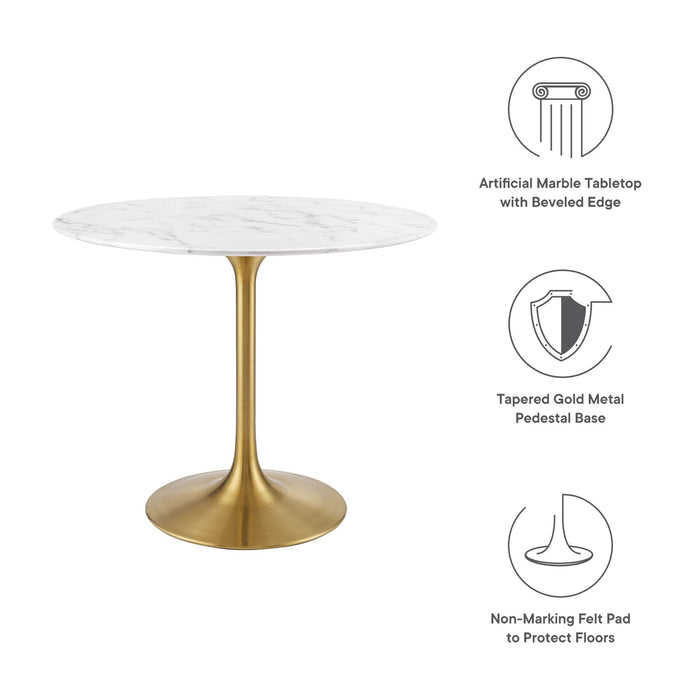 Lippa 36" Round Artificial Marble Dining Table