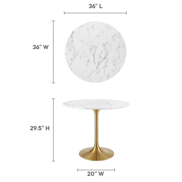 Lippa 36" Round Artificial Marble Dining Table