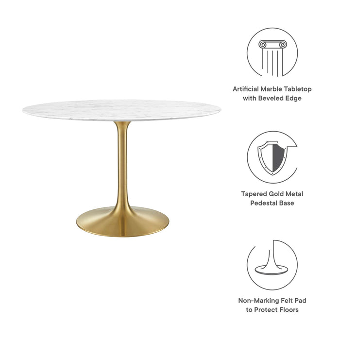 Lippa 48" Round Artificial Marble Dining Table