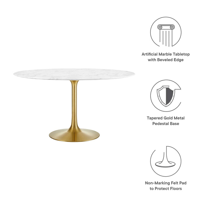 Lippa 54" Round Artificial Marble Dining Table