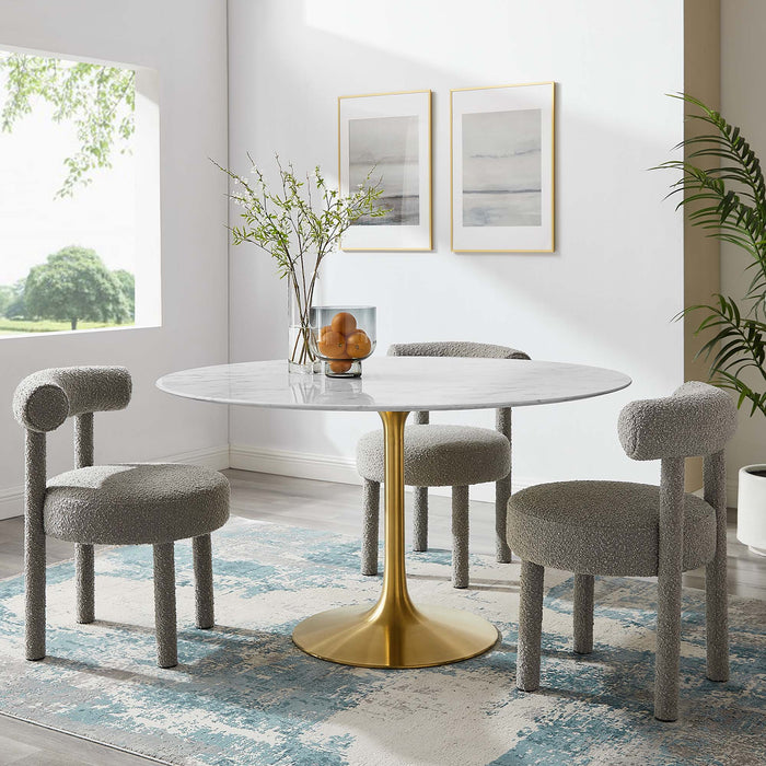 Lippa 54" Round Artificial Marble Dining Table