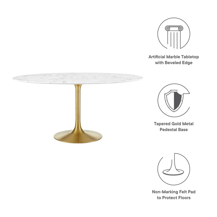 Lippa 60" Round Artificial Marble Dining Table