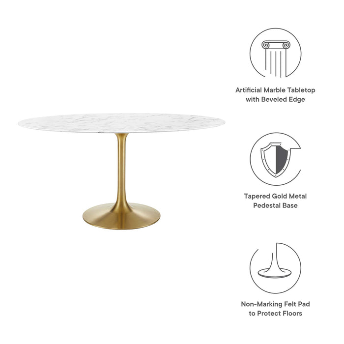 Lippa 60" Oval Artificial Marble Dining Table