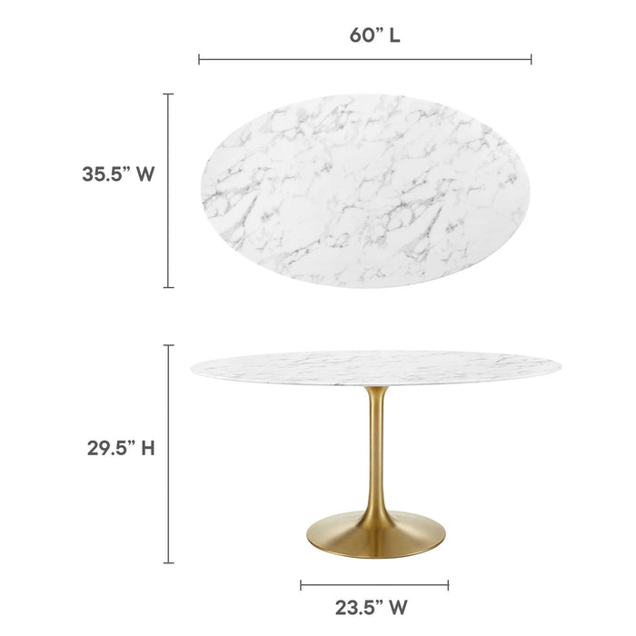 Lippa 60" Oval Artificial Marble Dining Table