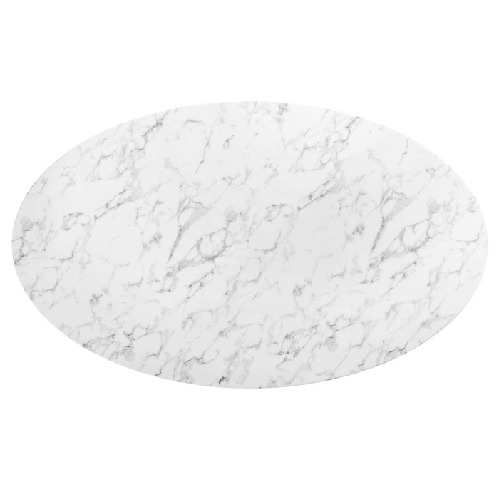 Lippa 78" Oval Artificial Marble Dining Table