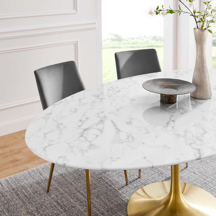 Lippa 78" Oval Artificial Marble Dining Table