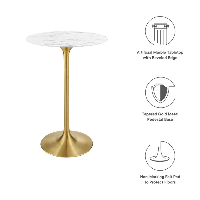 Lippa 28" Round Artificial Marble Bar Table