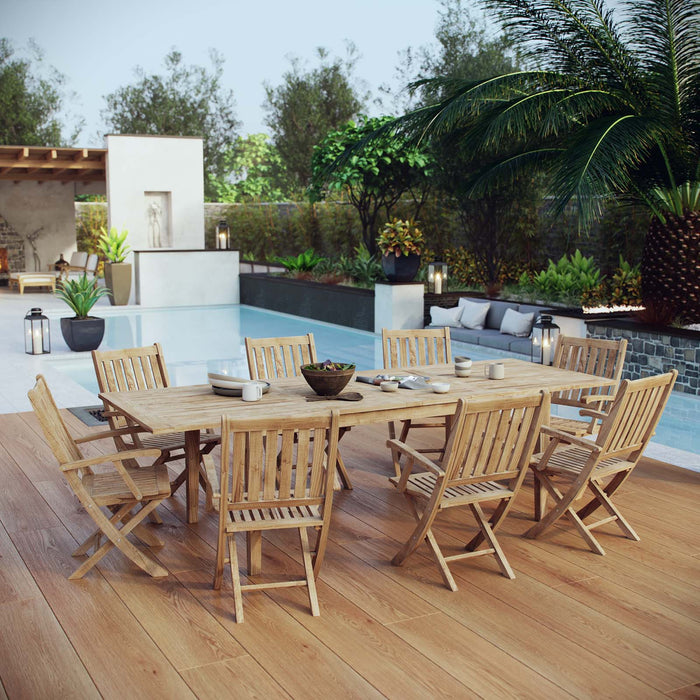 Marina 9 Piece Outdoor Patio Teak Dining Set