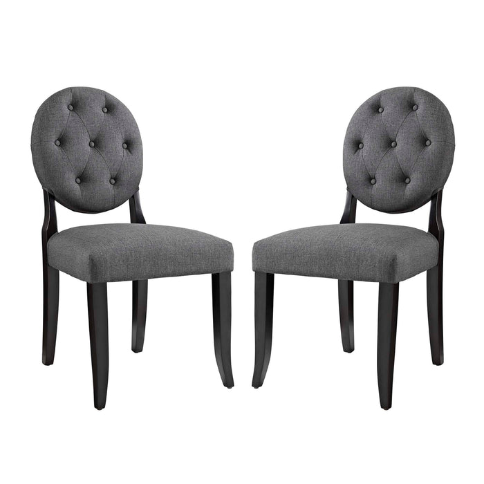 Button Dining Side Chair Upholstered Fabric Set of 2