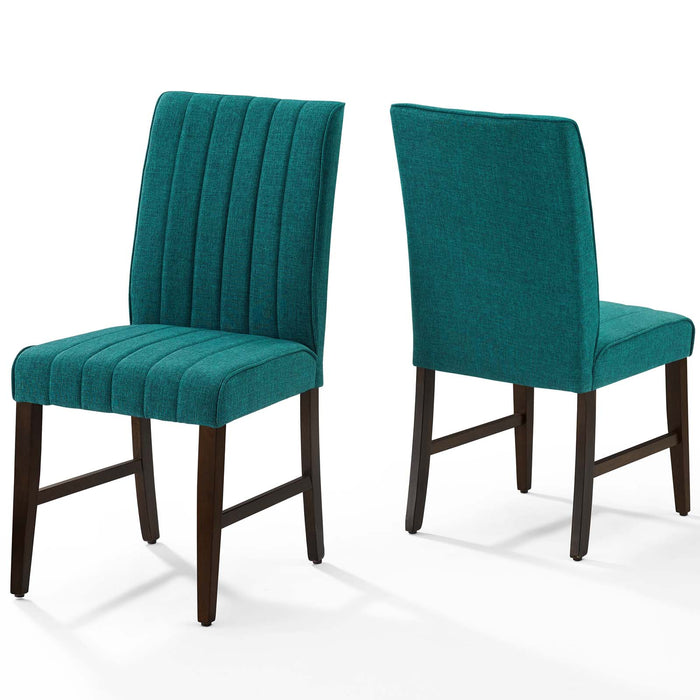 Motivate Channel Tufted Upholstered Fabric Dining Chair Set of 2