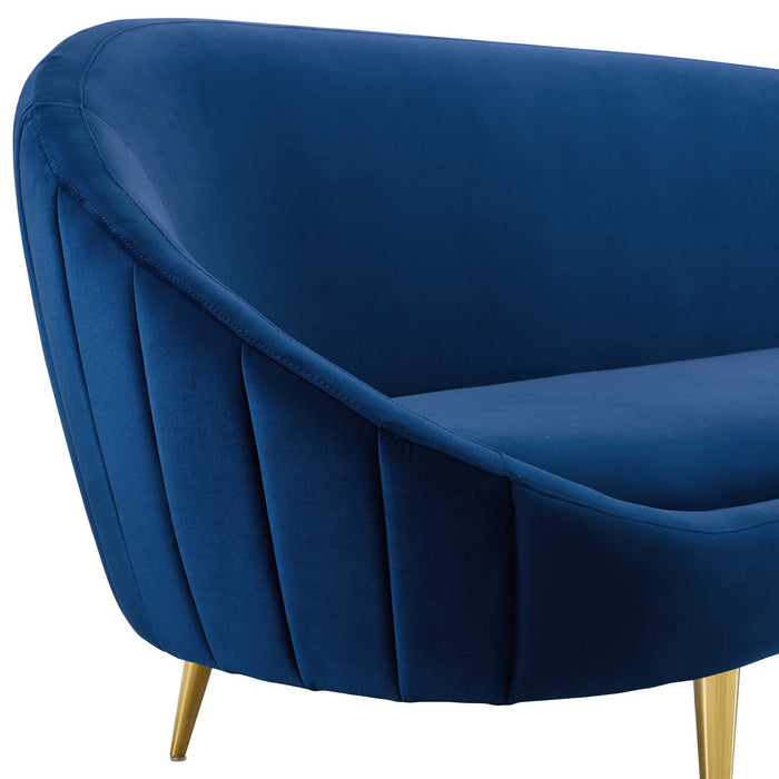 Sublime Vertical Curve Back Performance Velvet Sofa