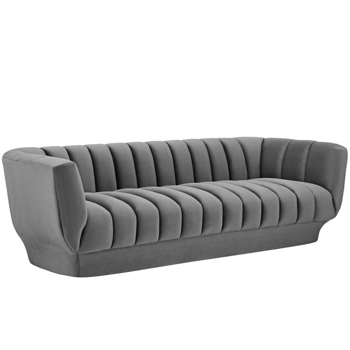 Entertain Vertical Channel Tufted Performance Velvet Sofa