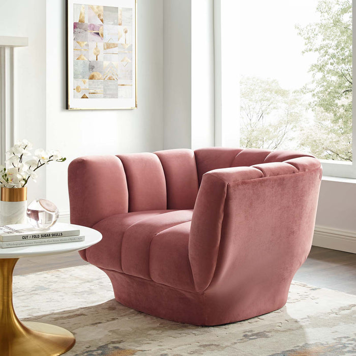 Entertain Vertical Channel Tufted Performance Velvet Armchair