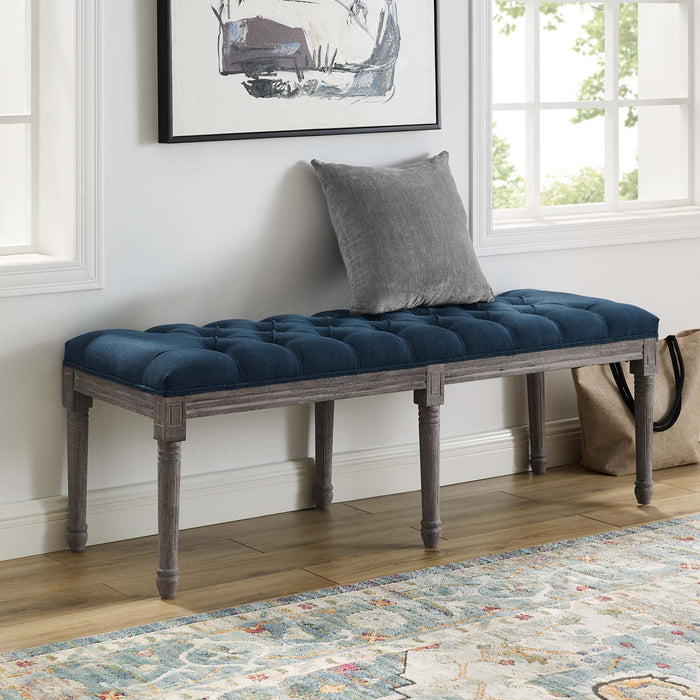 Province French Vintage Upholstered Fabric Bench