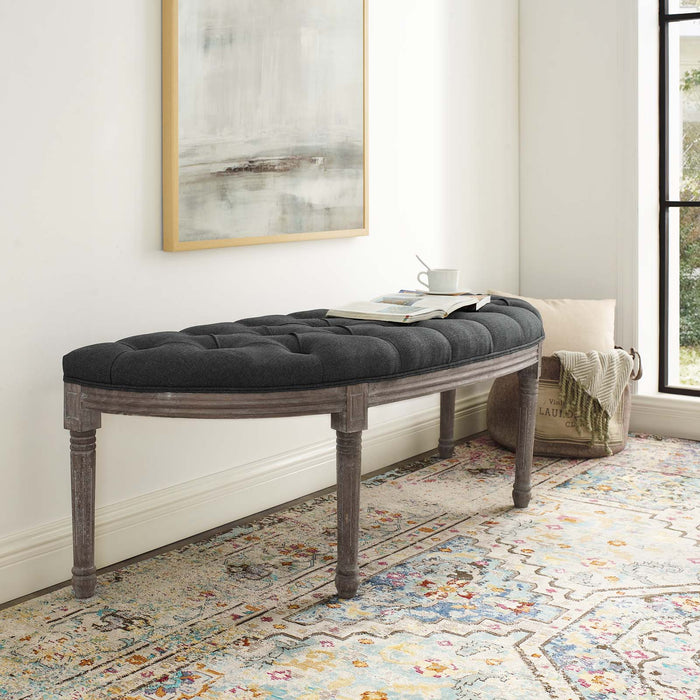 Esteem Vintage French Upholstered Fabric Semi-Circle Bench