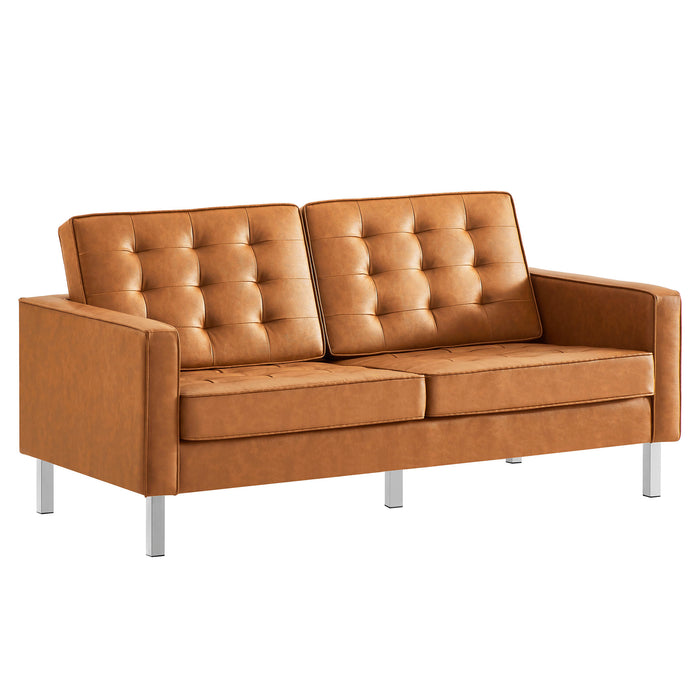 Loft Tufted Vegan Leather Loveseat