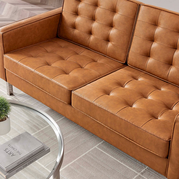 Loft Tufted Vegan Leather Loveseat