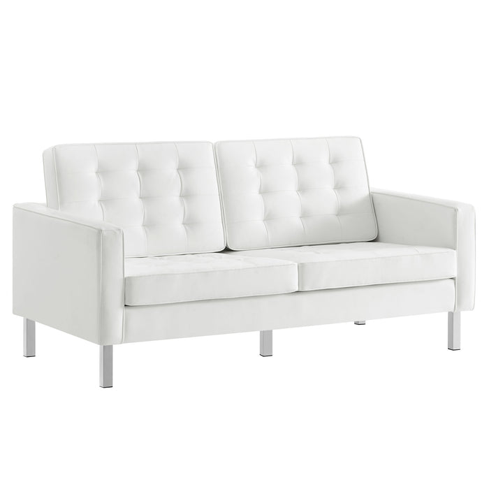 Loft Tufted Vegan Leather Loveseat