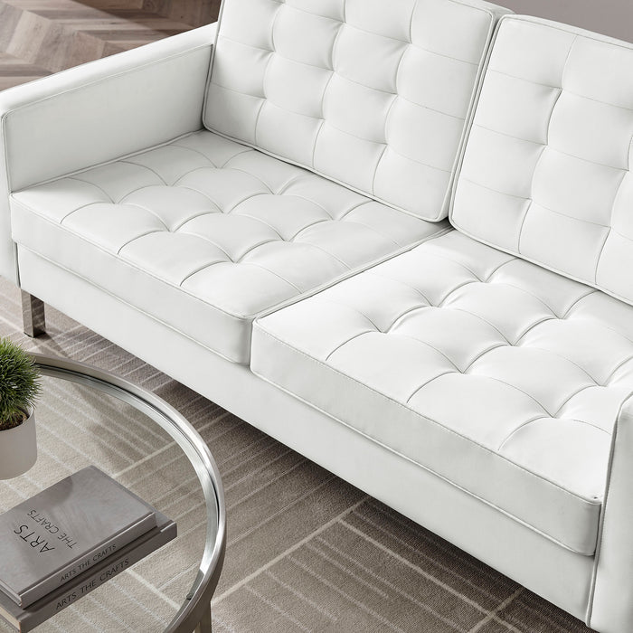 Loft Tufted Vegan Leather Loveseat