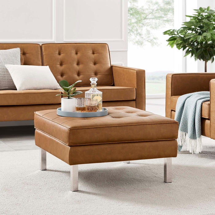 Loft Tufted Vegan Leather Ottoman